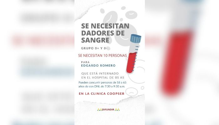 Edgardo necesita dadores de sangre