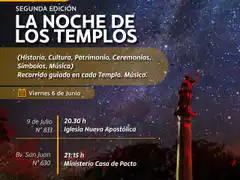 Segunda edición de “La Noche de los Templos” en Gualeguay: historia, fe y cultura bajo las estrellas