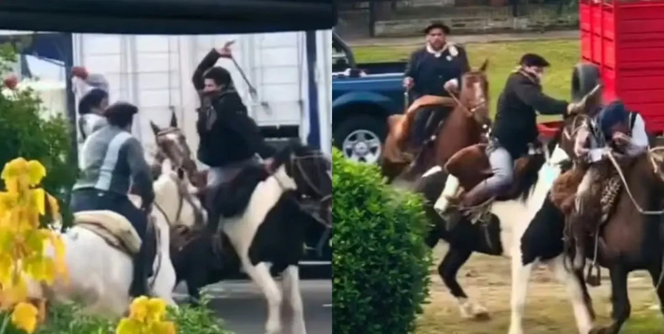 La pelea quedó registrada por vecinos y generó sorpresa entre quienes participaban de la celebración patria.