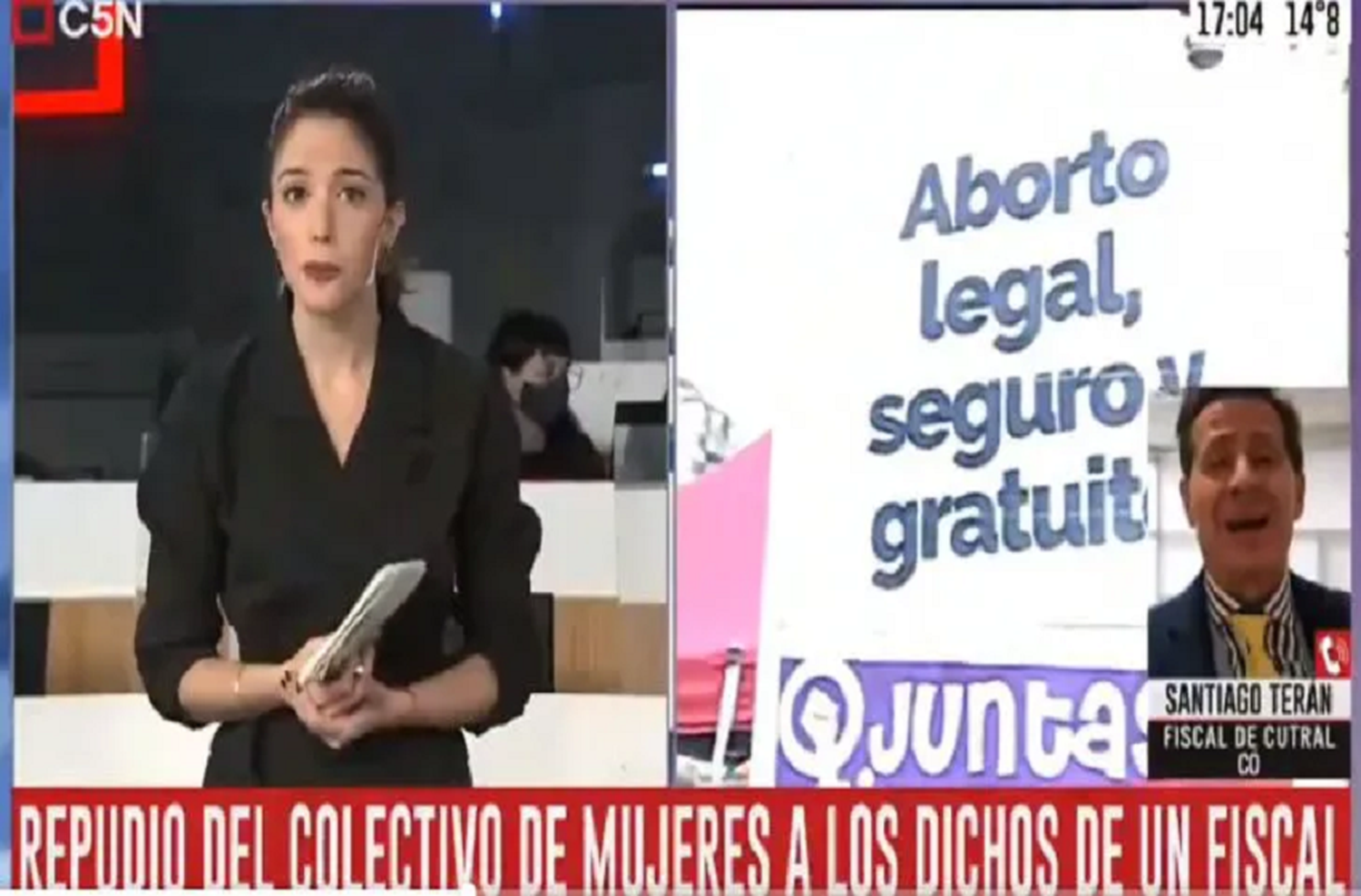 Violenta reacción de un fiscal contra una periodista de C5N en vivo