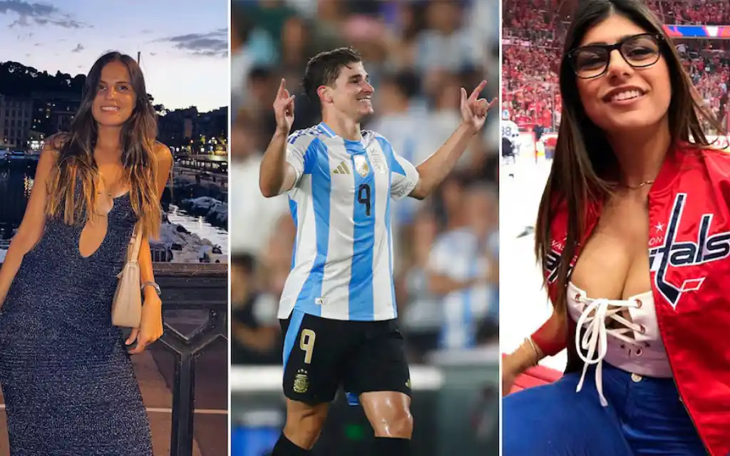 De izquierda a derecha: María Emilia Ferrero, Julián Álvarez y Mia Khalifa.