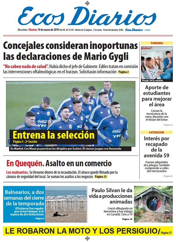 Tapa del 19 de marzo de 2019