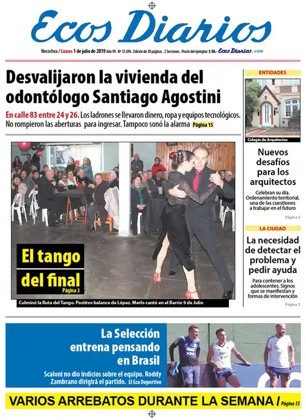 Tapa del 1º de julio de 2019