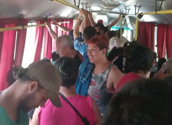 Así viajaron los pasajeros del servicio a Gobernador Castro en los micros de Vercelli.