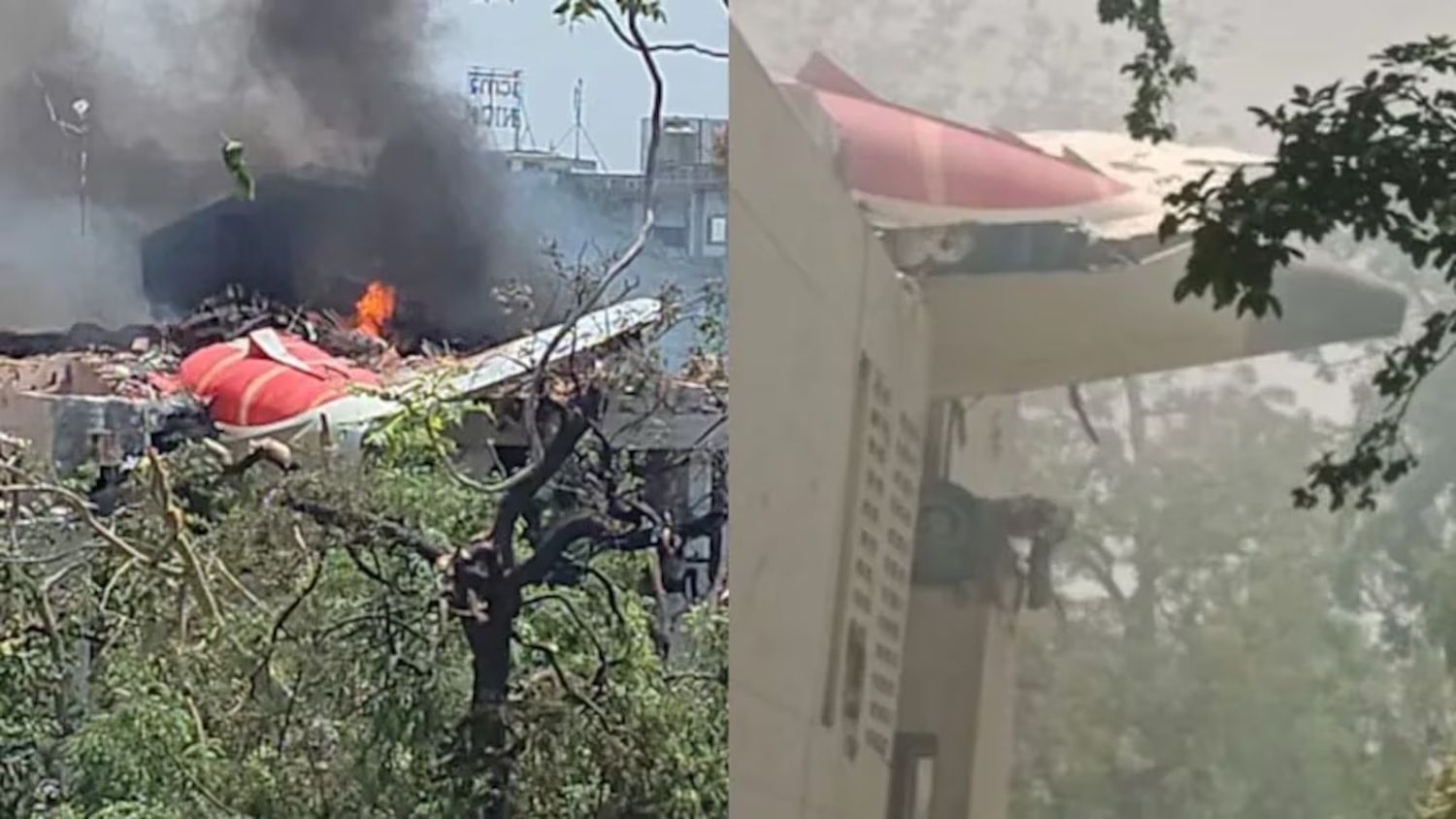 Una avión de Air India se estrelló en una zona residencial minutos después de despegar en Ahmedabad. (Foto: gentileza NDTV).