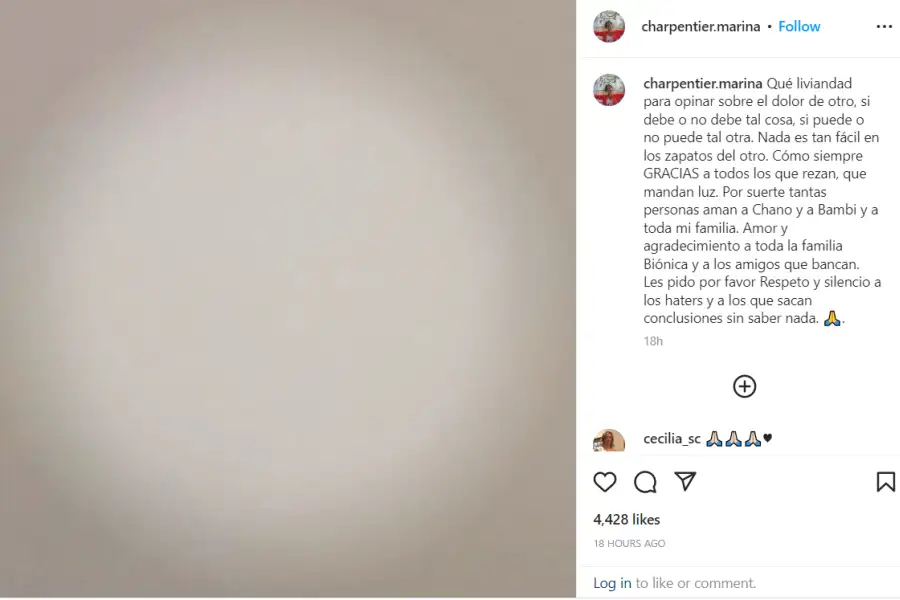 El mensaje de la mamá de Chano en IG