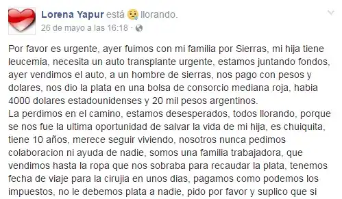 Perdió el dinero para operar a su hija, una mujer lo encontró y se lo devolvió