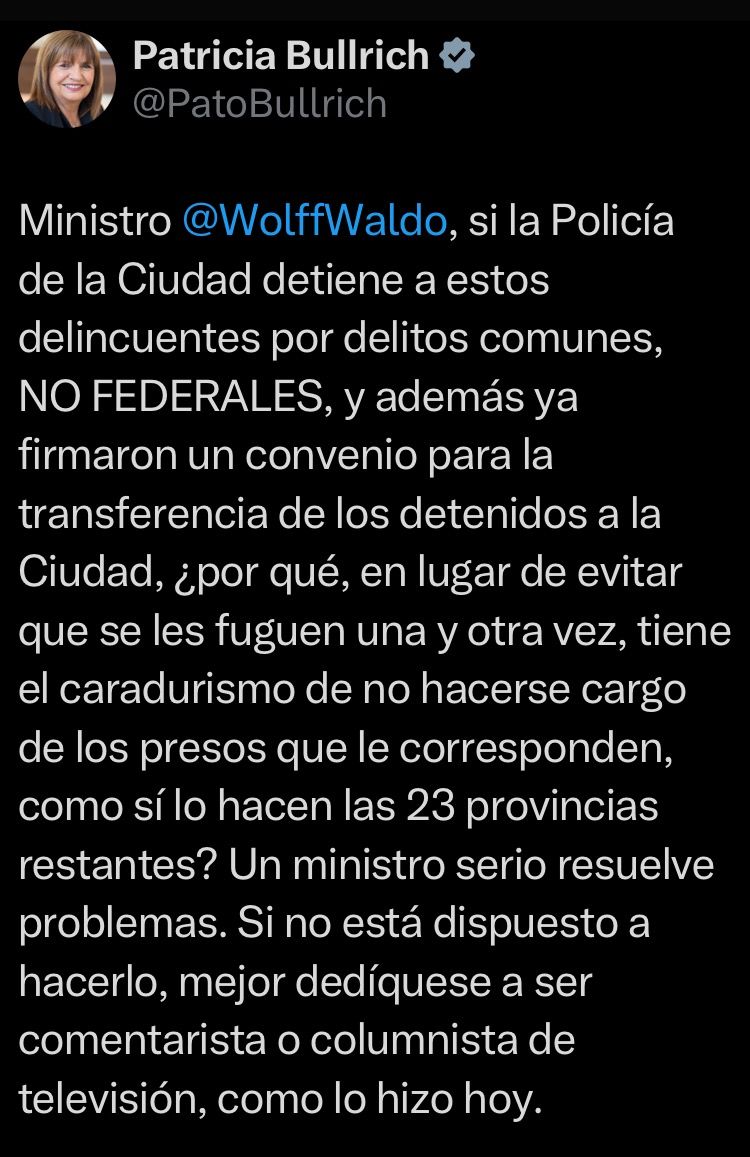 El ataque de la ministra Bulrich