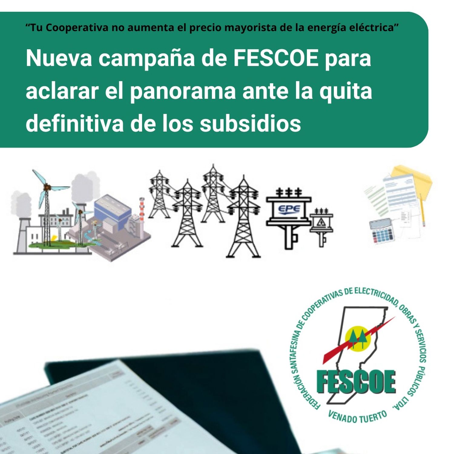 Fescoe aclara que las cooperativas de electricidad no fijan los precios