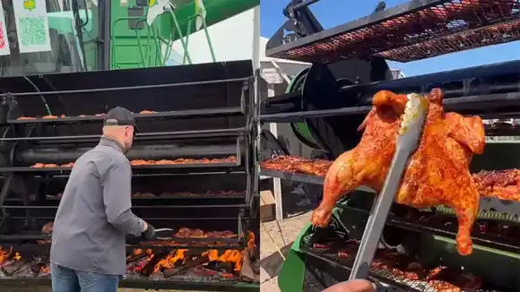 Un influencer transformó una cosechadora John Deere en una parrilla y el video se volvió viral
