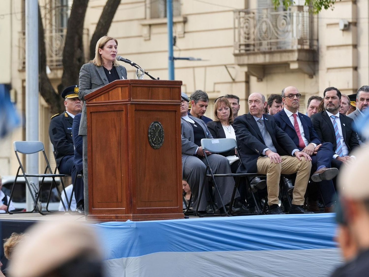 Gisela Scaglia encabezó en Rafaela, el acto oficial por el Día de la Independencia. Foto: GSF