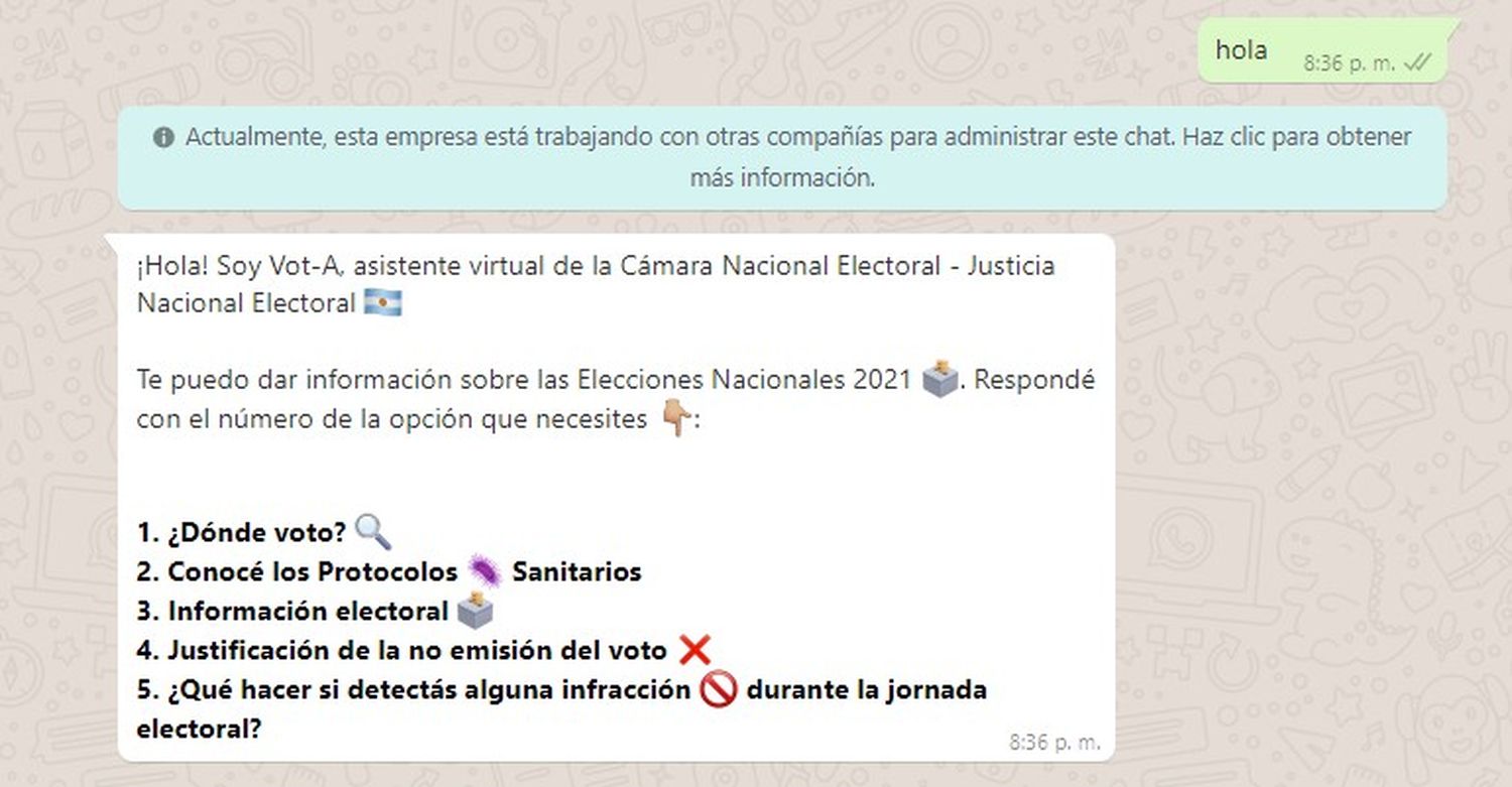 Elecciones: habilitaron consultas por WhatsApp