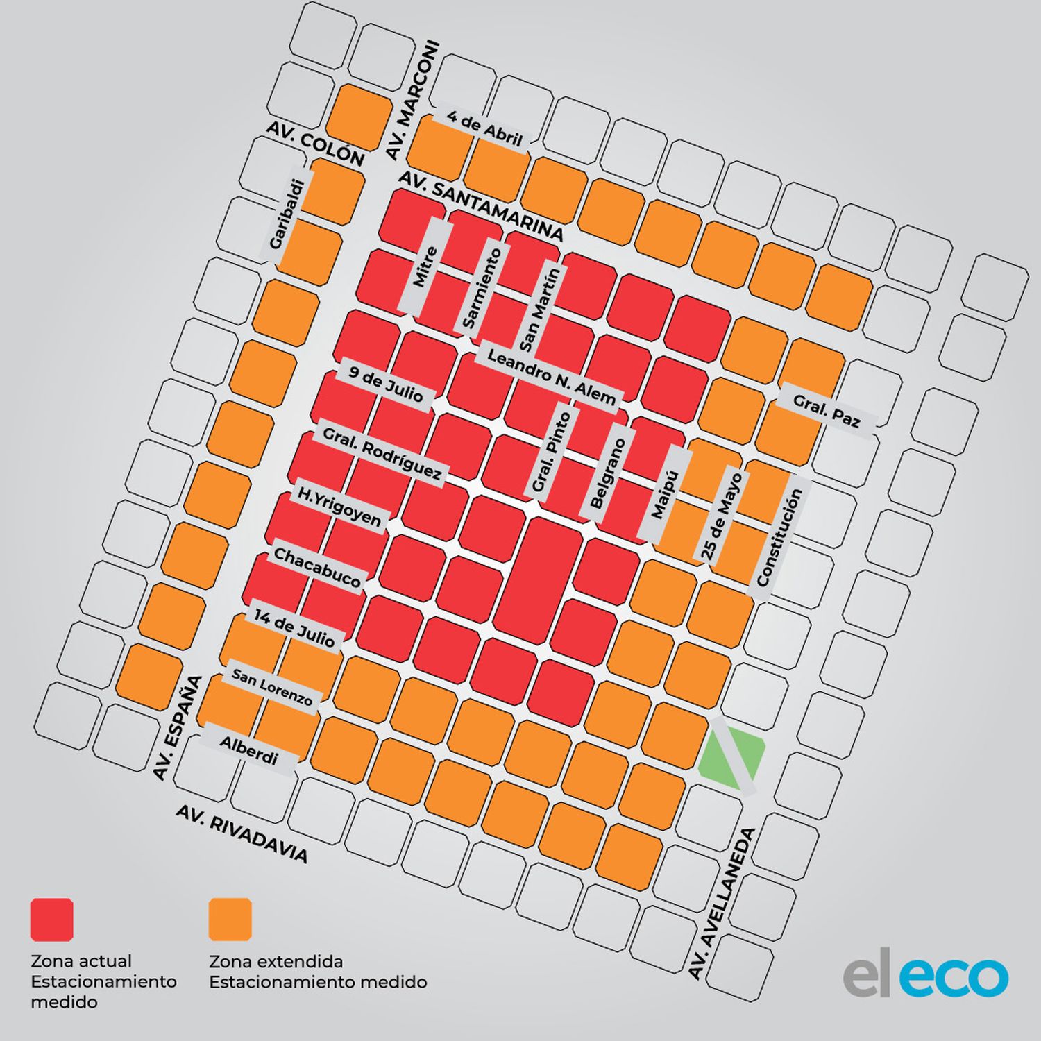 Así quedará la nueva zona de estacionamiento medido en Tandil
