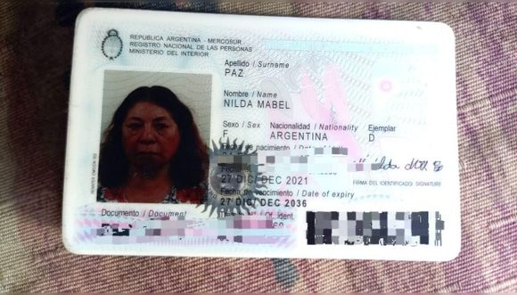 DNI encontrado de Nilda Paz
