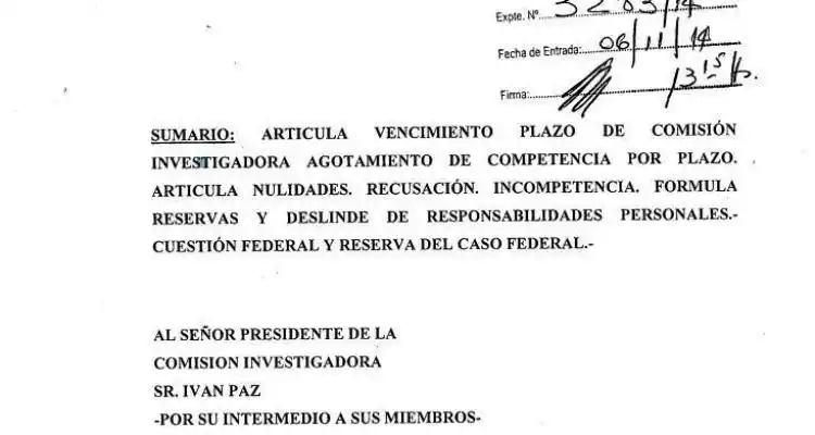 La Comisión Investigadora analiza el escrito en el que Guacone rechaza su validez