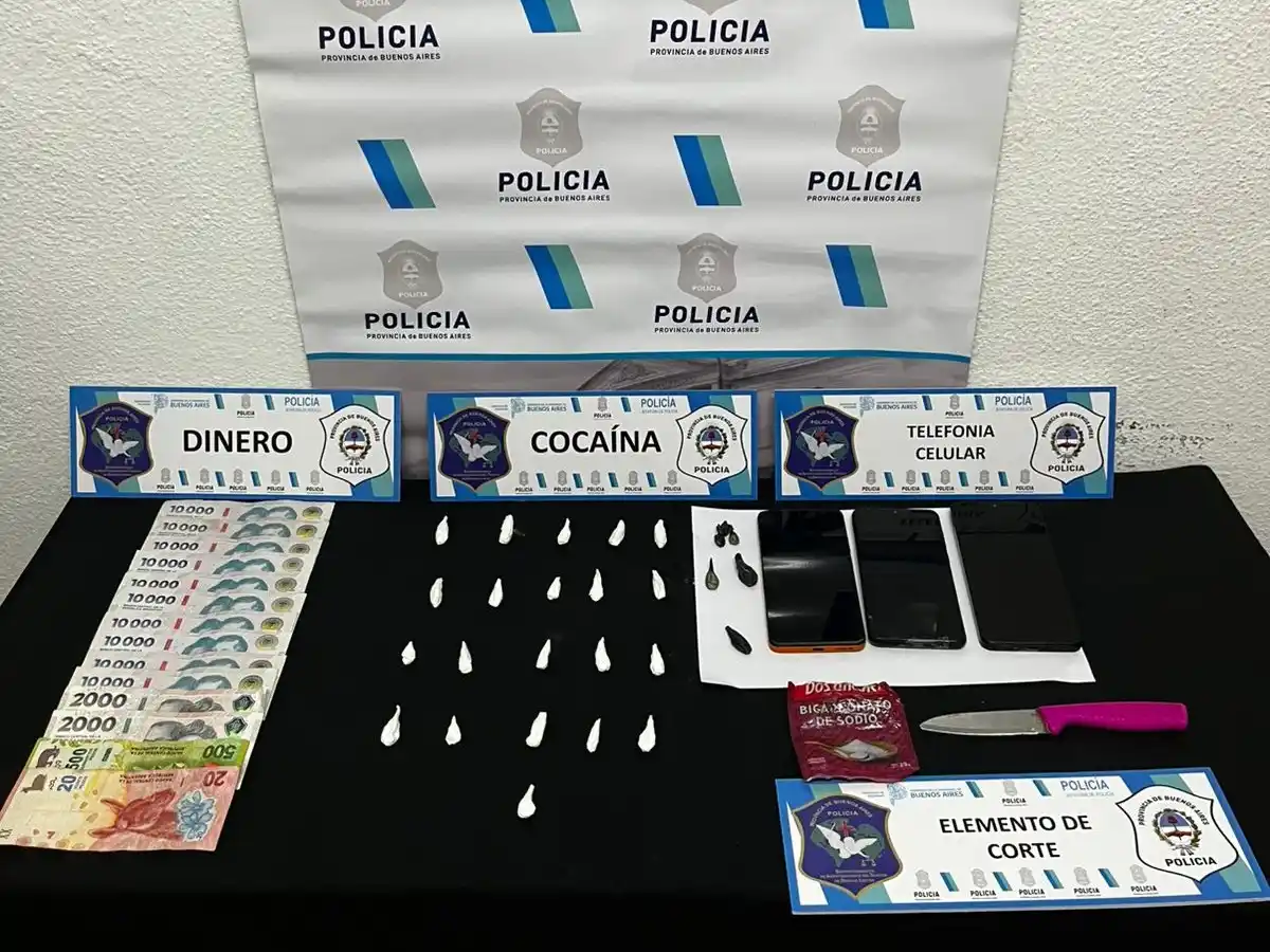 Operativo antidrogas en Chascomús: una mujer aprehendida y secuestro de cocaína, dinero y celulares