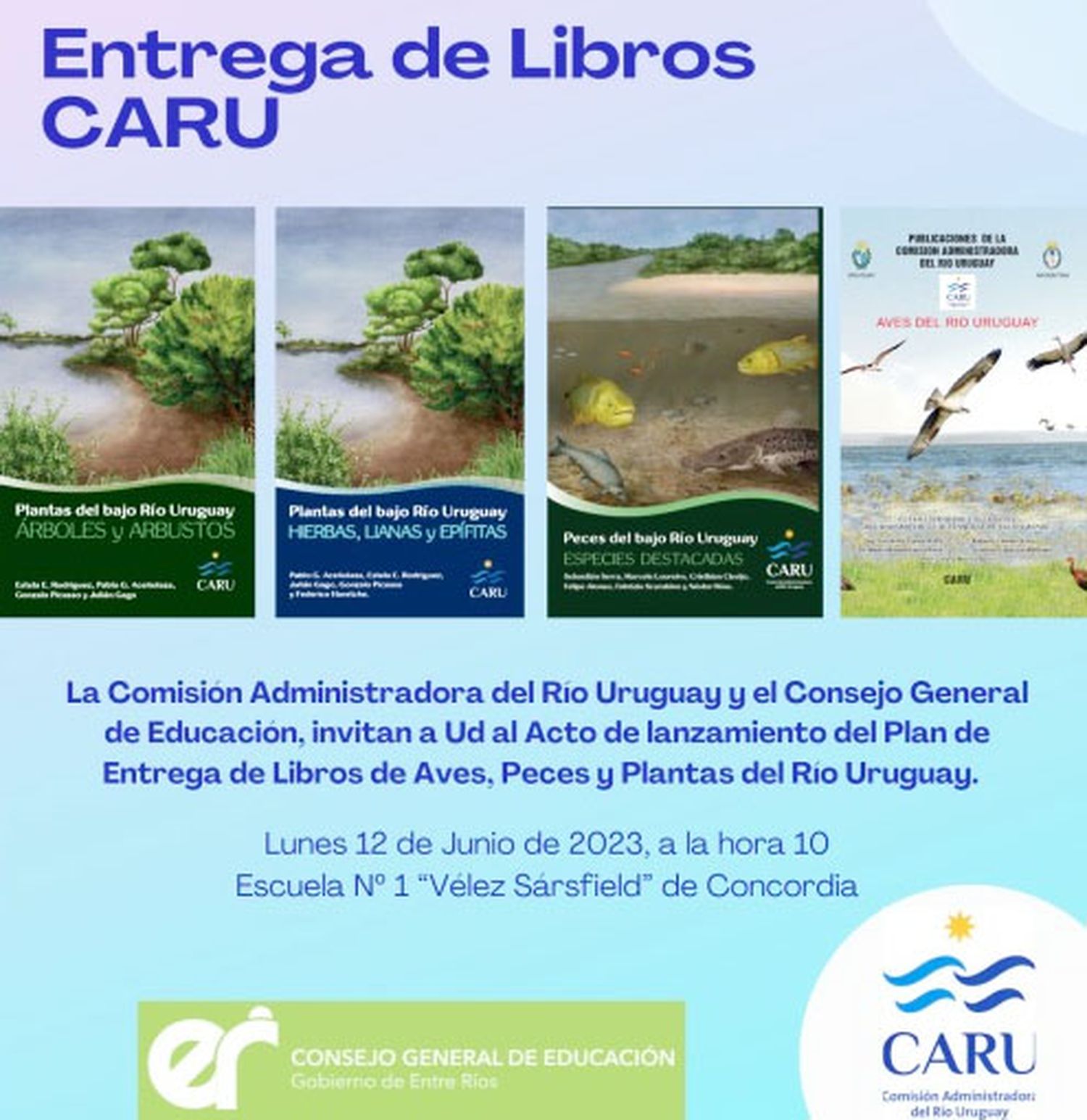 CARU distribuye libros de aves, peces  y plantas del río Uruguay