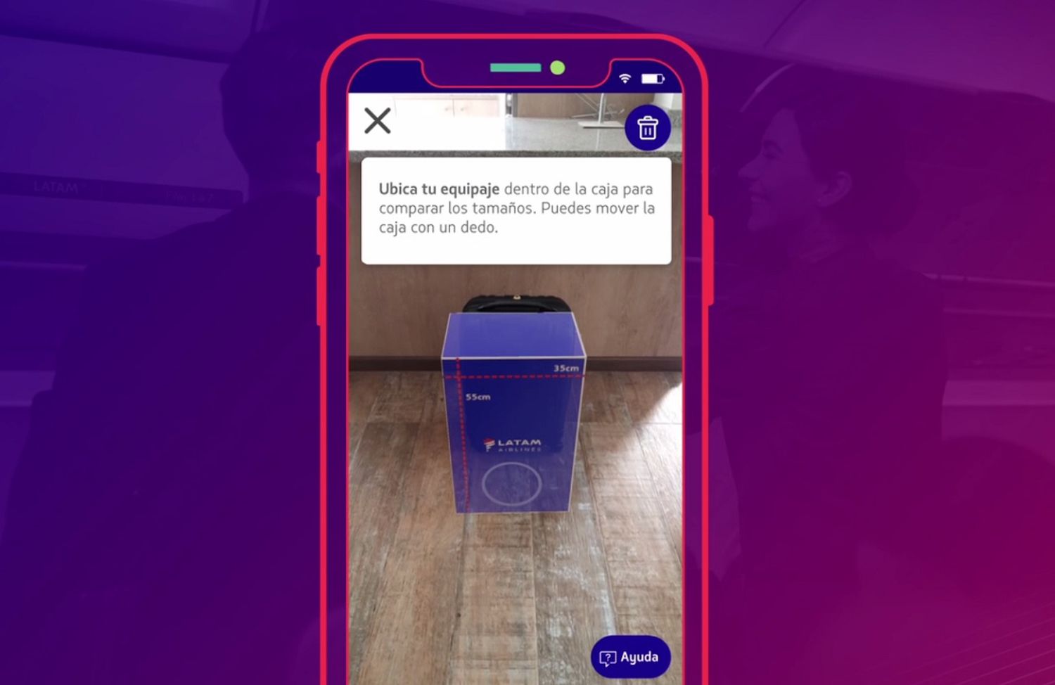 Mediante realidad aumentada, pasajeros de LATAM podrán saber si su equipaje puede ir en cabina