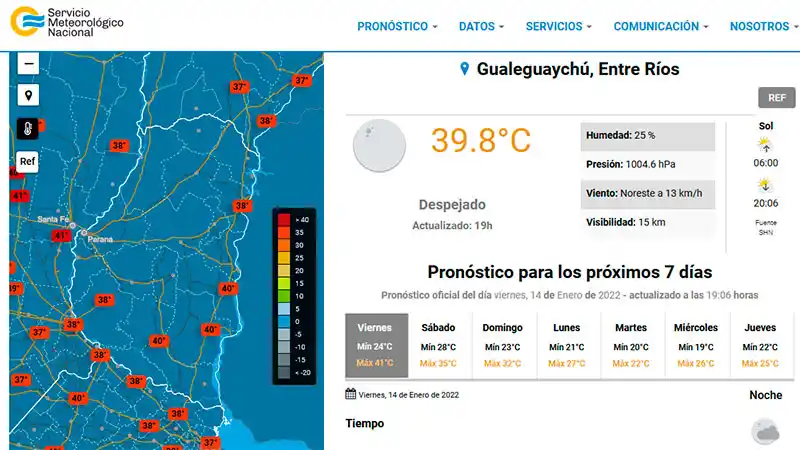 El pico de calor en Entre Ríos fue de 41,6ºC: los registros que hubo en el país