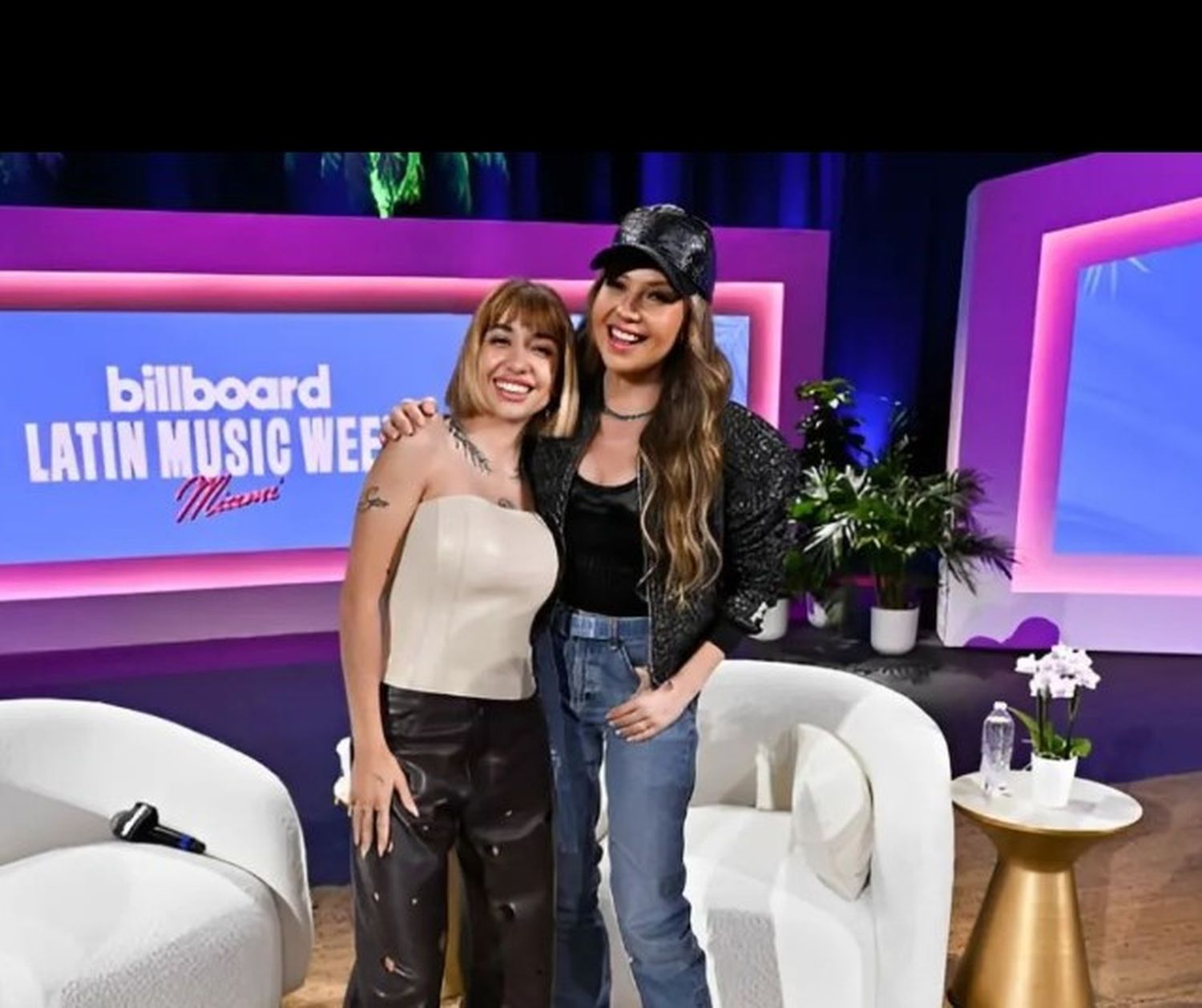 Thalía y María Becerra, juntas en Miami.