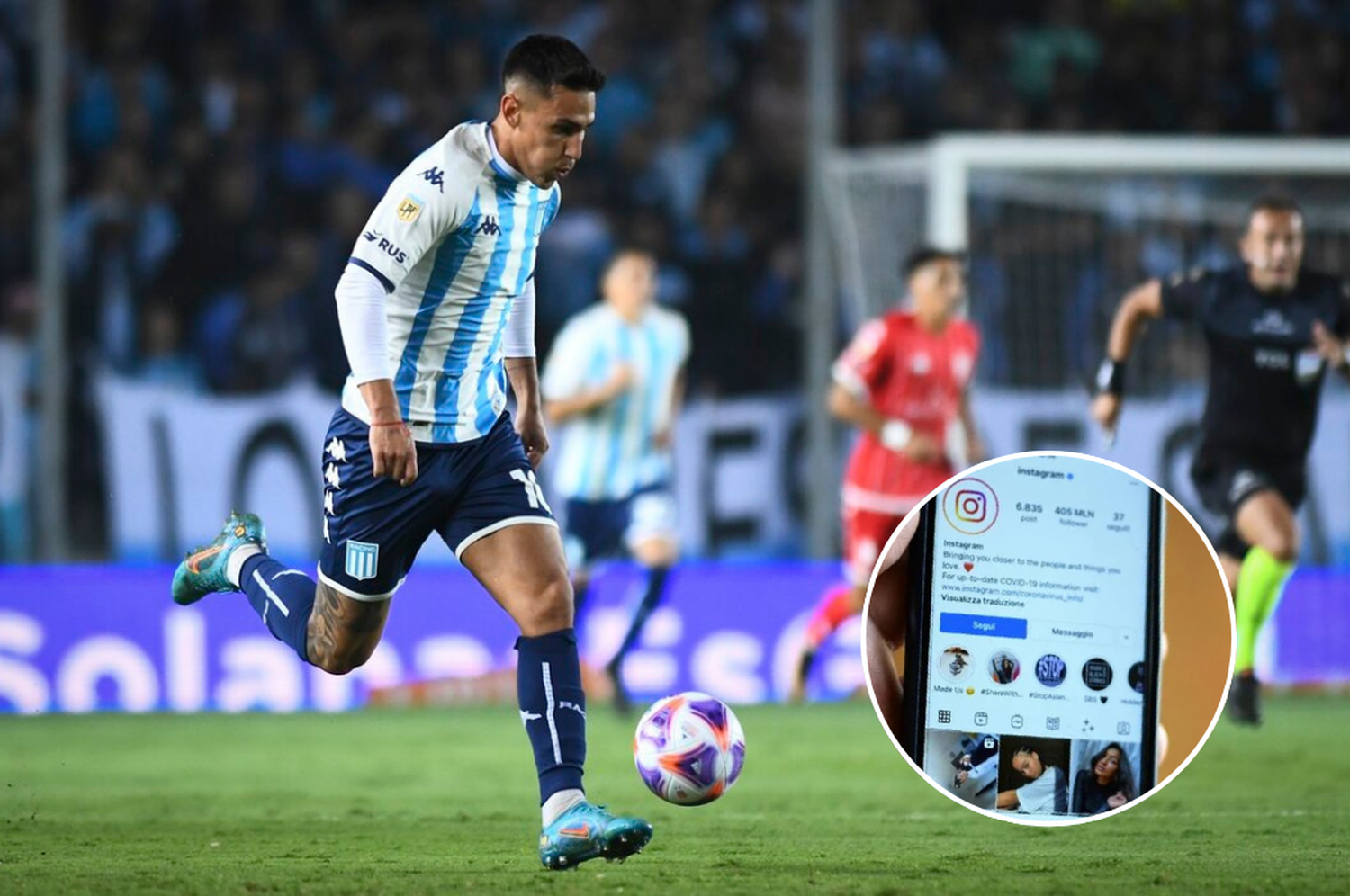 La joven descubrió la infidelidad en pleno partido entre Racing y Huracán.