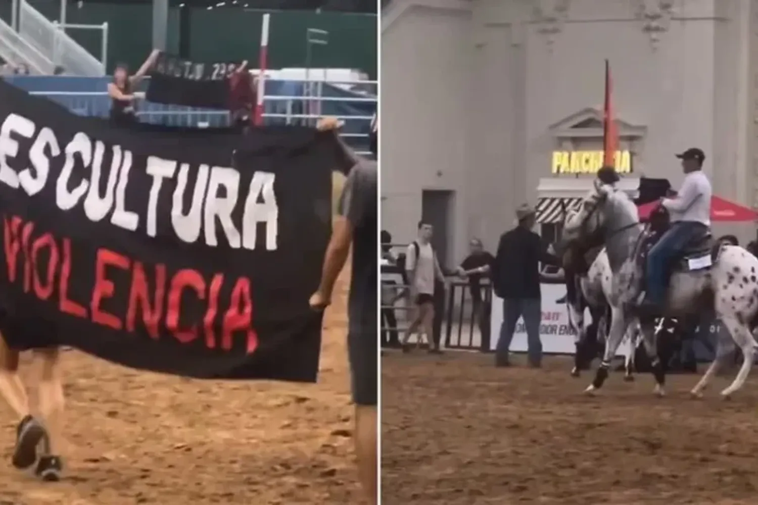 VIDEO | Activistas veganos irrumpieron en una muestra en La Rural y los jinetes los echaron de la pista