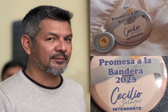 Aseguran que los pines de "Cecilio intendente" que les dieron a los chicos fueron iniciativa de Alan Ocampo