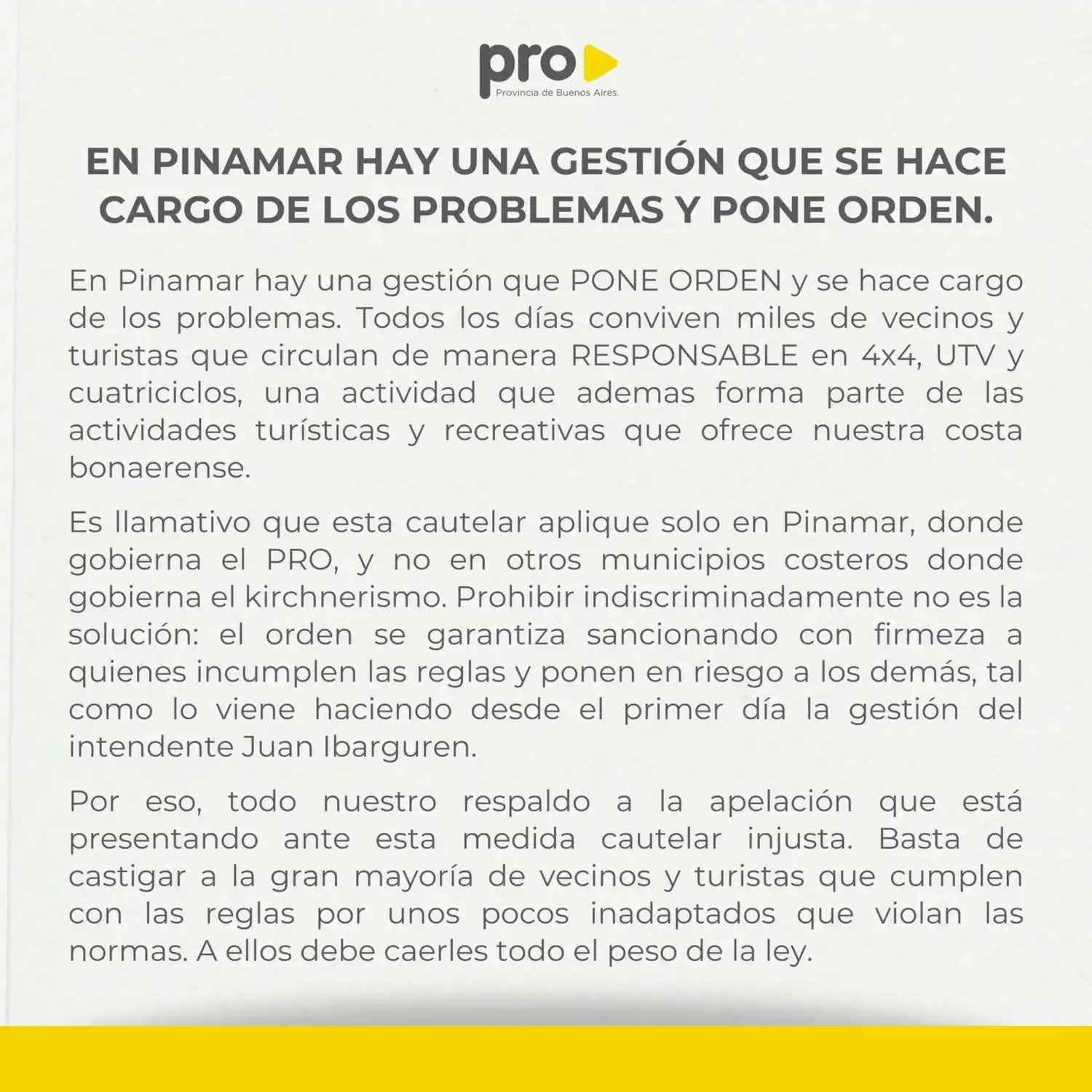 comunicado pro cuatriciclos