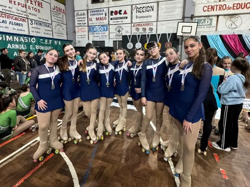 Las representantes de Gimnasia en Las Flores.