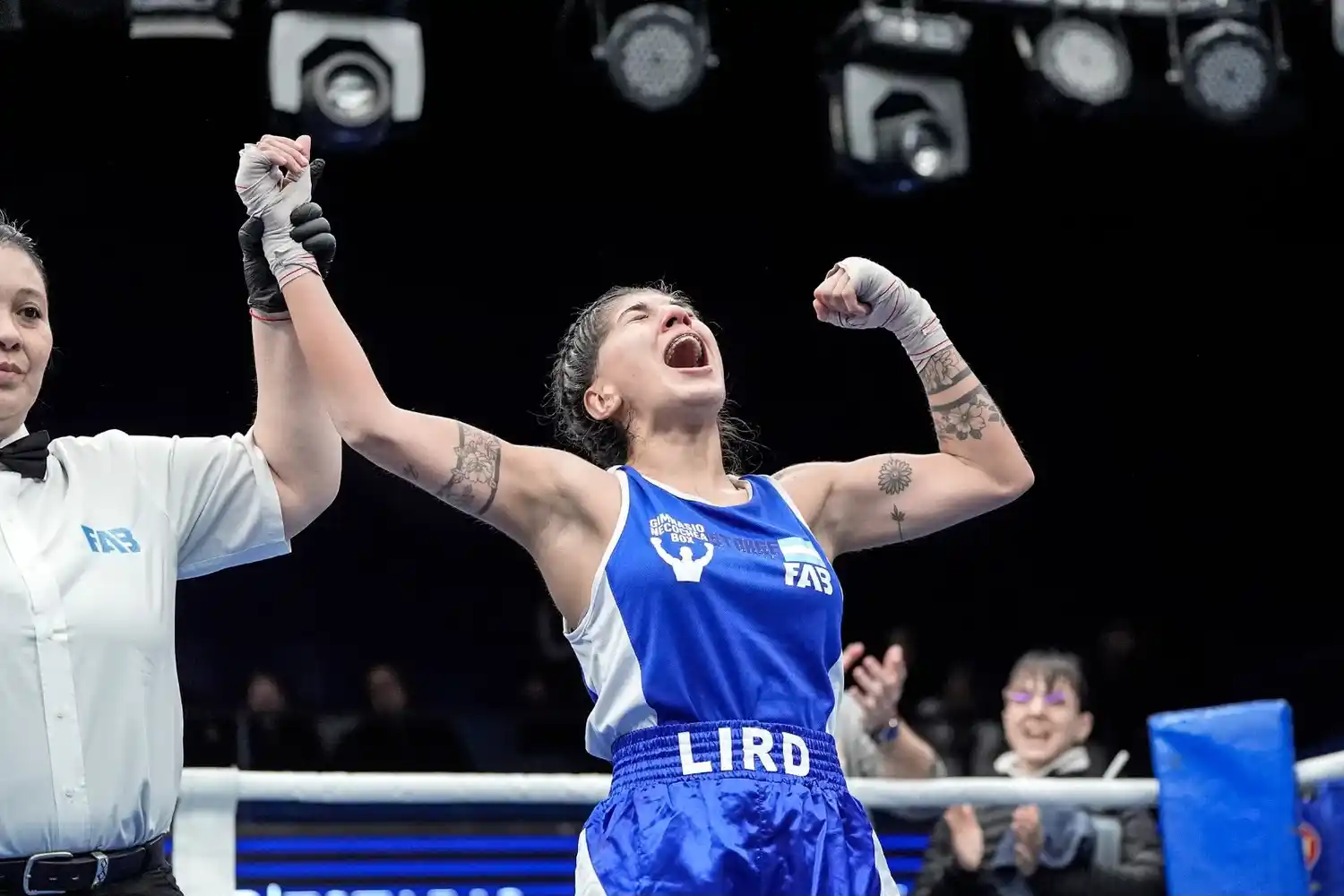 El festejo de Aldana Lird tras la victoria en semifinales
