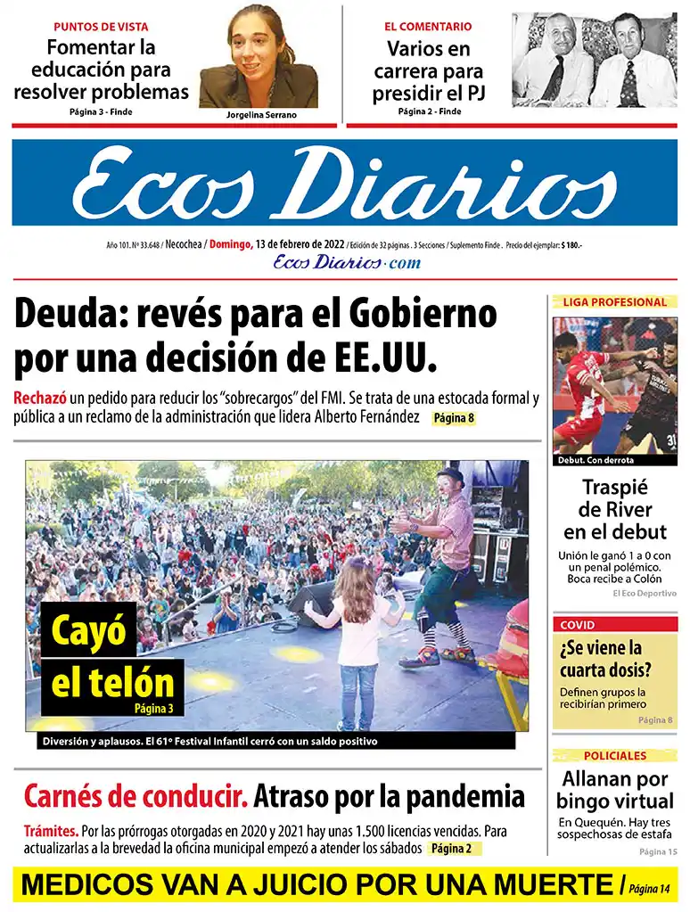 Tapa del 13 de febrero de 2022