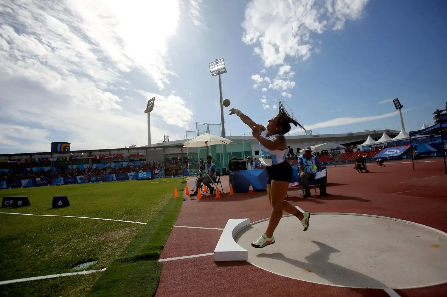 “Anto” Ruiz Díaz en la competencia de bala en Santiago 2023, donde batió el récord paraparamericano.