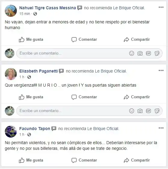 Asesinato de Fernando: Usuarios estallaron en las redes contra el boliche "Le Brique" que no cerró por duelo