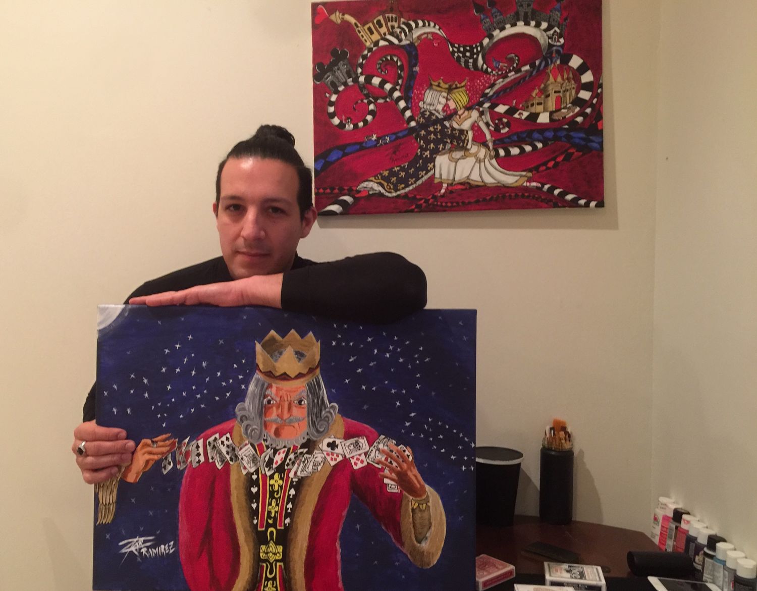 Un artista internacional pintó una obra titulada El Rey René, en homenaje al ilusionista