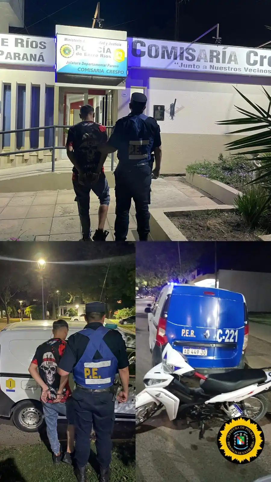 Crespo: un joven fue detenido tras resistirse a un control policial en pleno centro