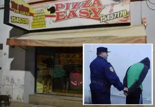 Fue detenidos después de destrozar la puerta de una pizzería