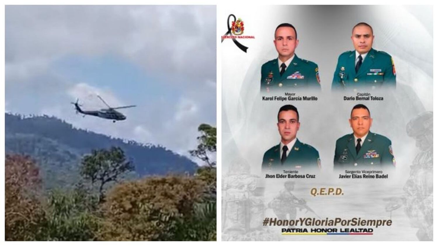 MUEREN 4 militares colombianos: iban en un helicóptero que se estrelló en el Darién