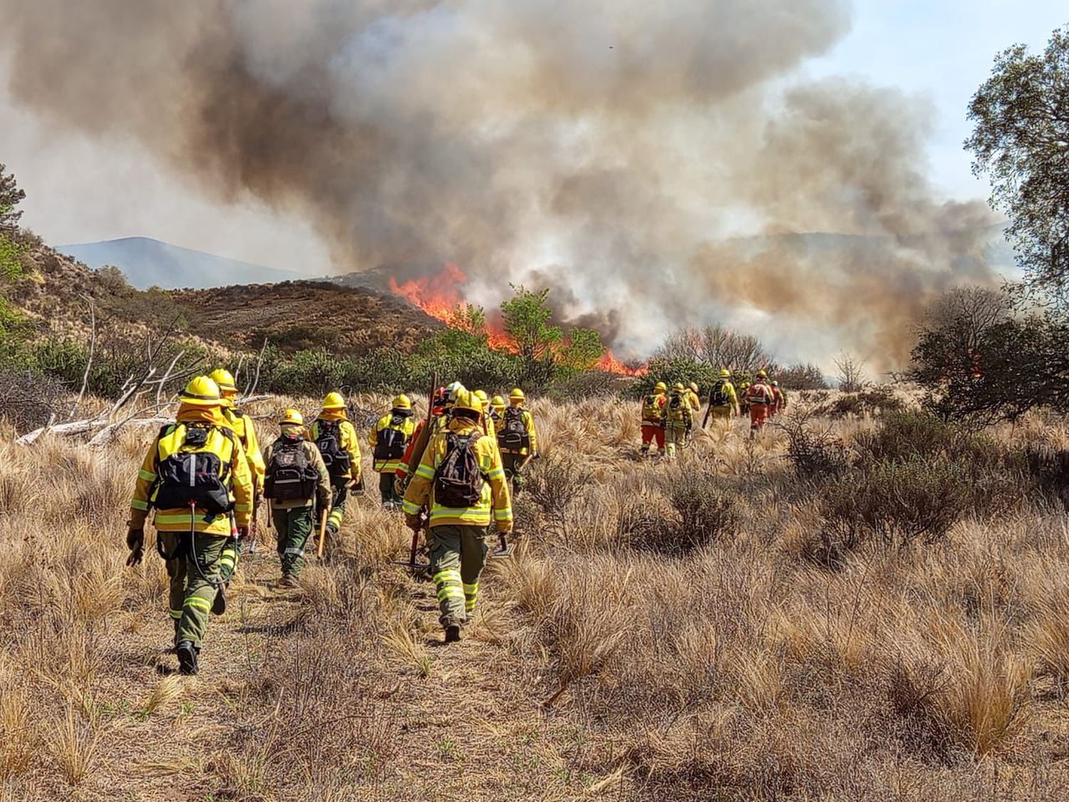 Incendios en Córdoba: brigadistas santafesinos lograron controlar el fuego en la zona de Ongamira