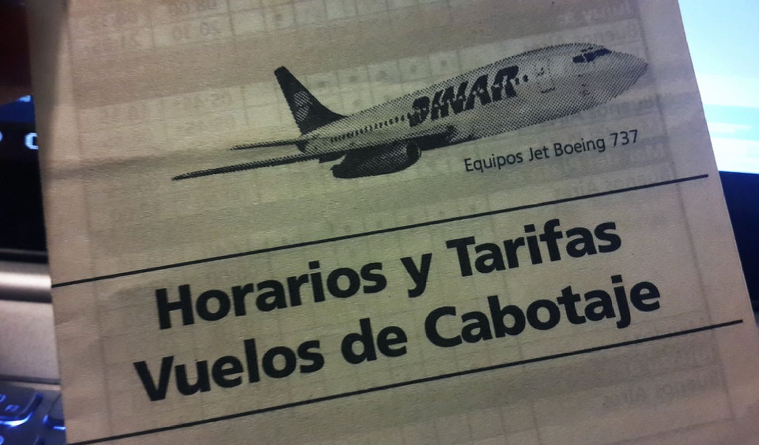 Vuelos de Dinar Líneas Aéreas hace 20 años