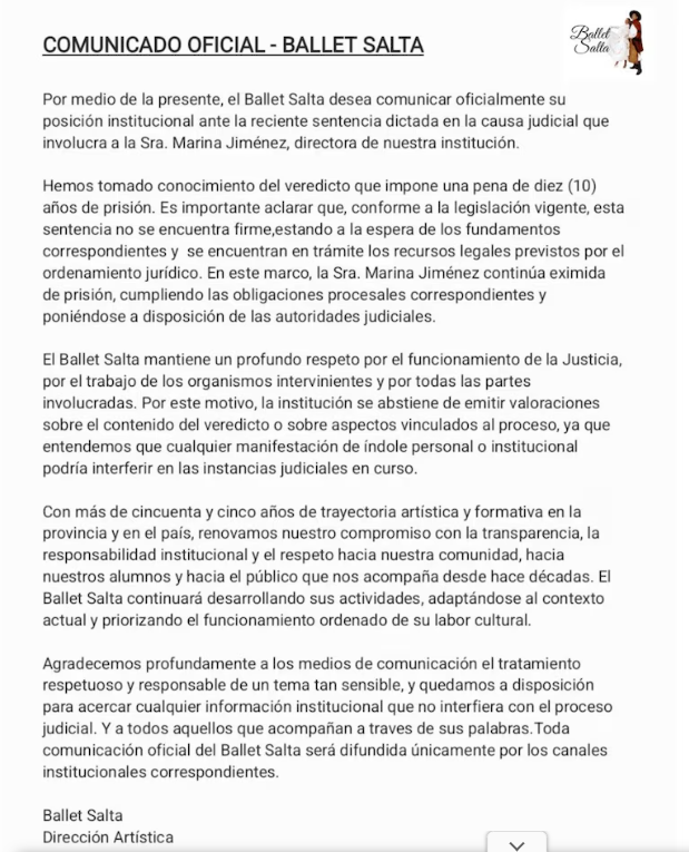 La directora del Ballet Salta y su marido condenados por abuso