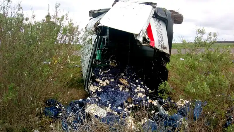 Hospitalizaron a conductor que volcó y destrozó su utilitario sobre Ruta 11