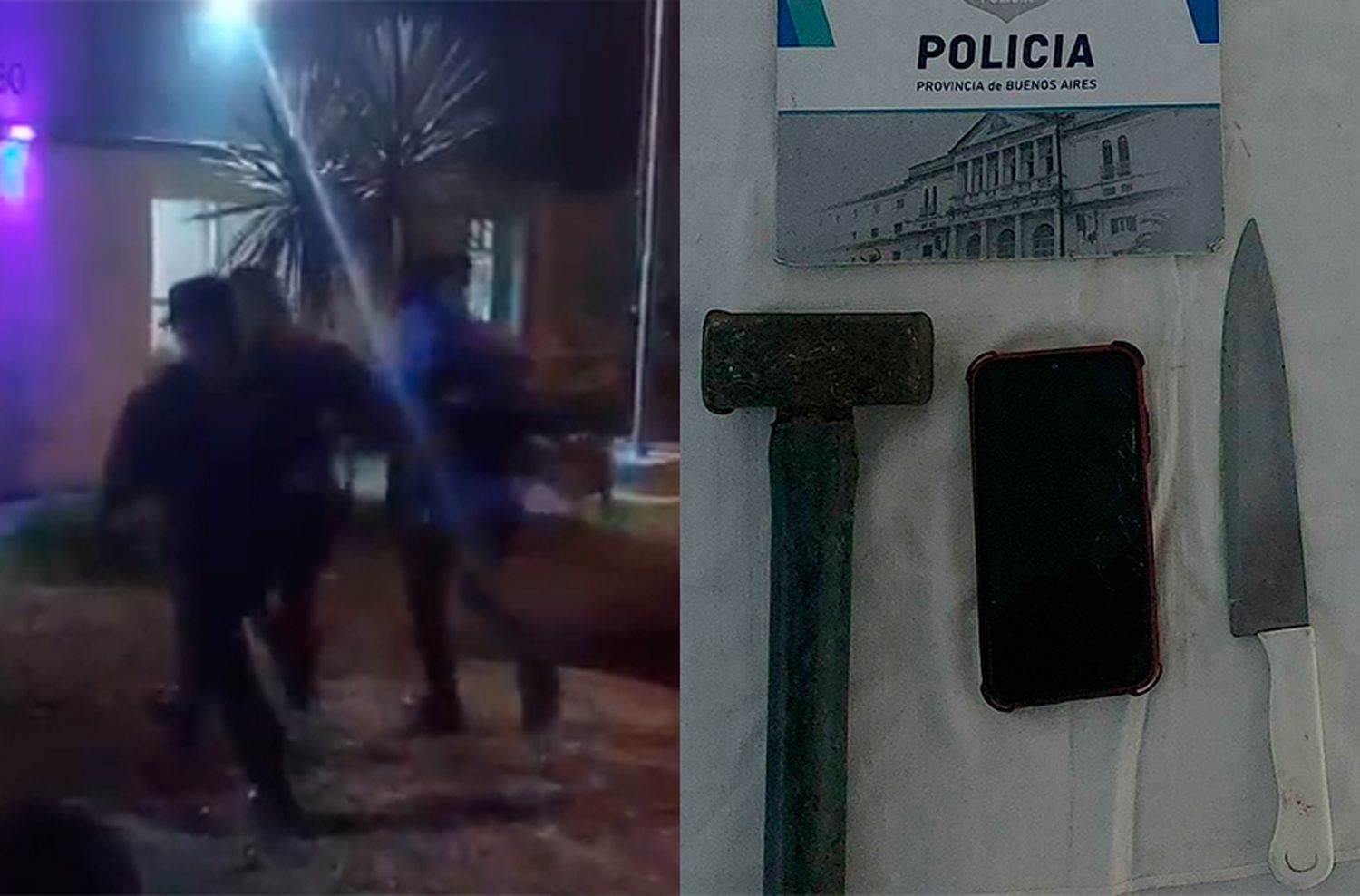 Mujer en ataque de furia: golpeó con una maza a hijo y pareja, quiso prender fuego la casa y mordió a los policías