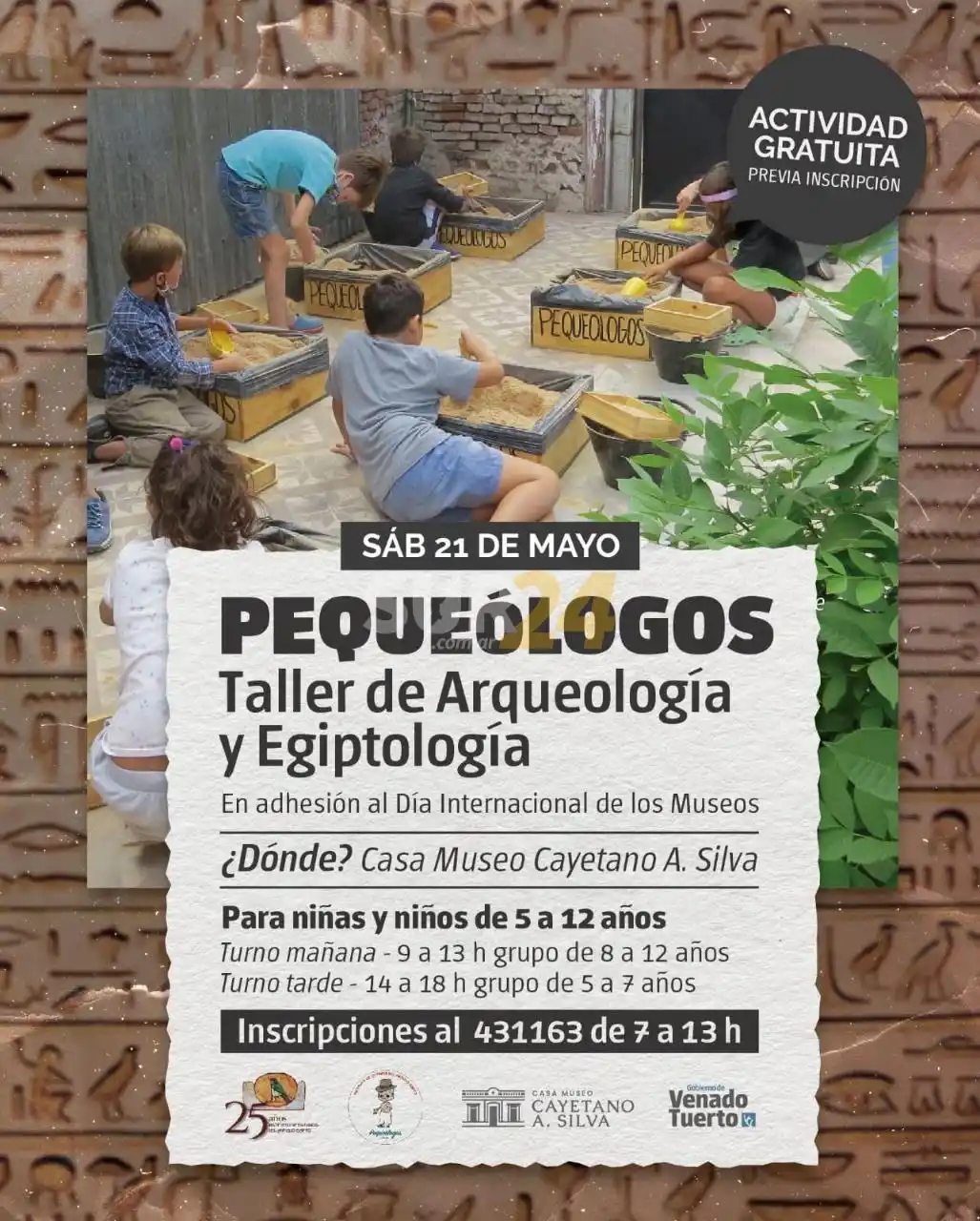 Taller de arqueología y egiptología en adhesión al Día de los Museos 