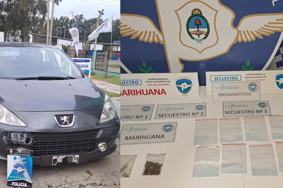 Policía Vial retuvo a un auto en ruta 9 cuyos ocupantes llevaban drogas