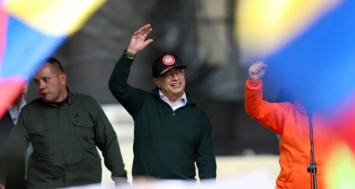 Colombia's President Gustavo Petro attends a march in support of the reforms on health, retirement, employment, and prisons sectors proposed by his government, in Bogota, Colombia May 1, 2024. REUTERS/Luisa Gonzalez