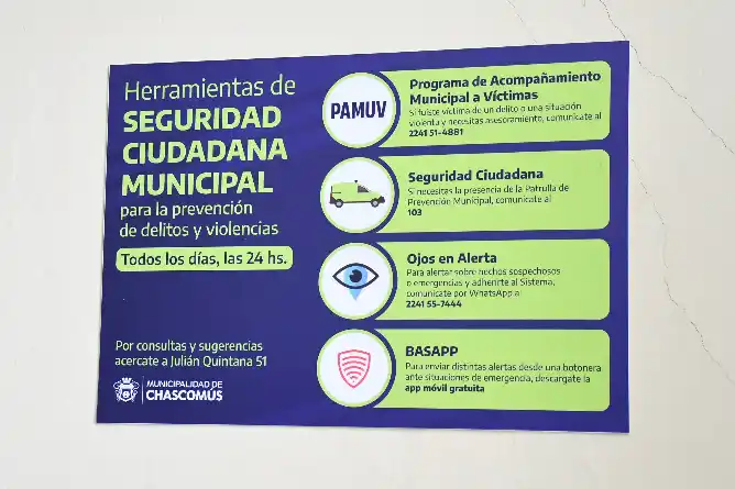 Colocan cartelería para difundir programas municipales de prevención y asistencia en puntos estratégicos de Chascomús
