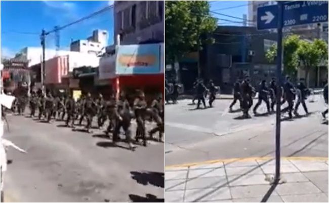 Marcha por la inseguridad en San Justo: Espectacular operativo policial con la plaza principal vallada