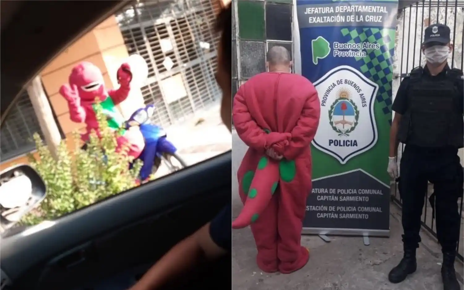 Insólito: En plena cuarentena se disfrazó de Barney para ir a ver a su novia y terminó detenido en Capitán Sarmiento