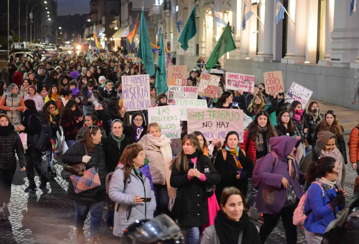 Un numeroso grupo de mujeres marchó por el centro de la ciudad.
