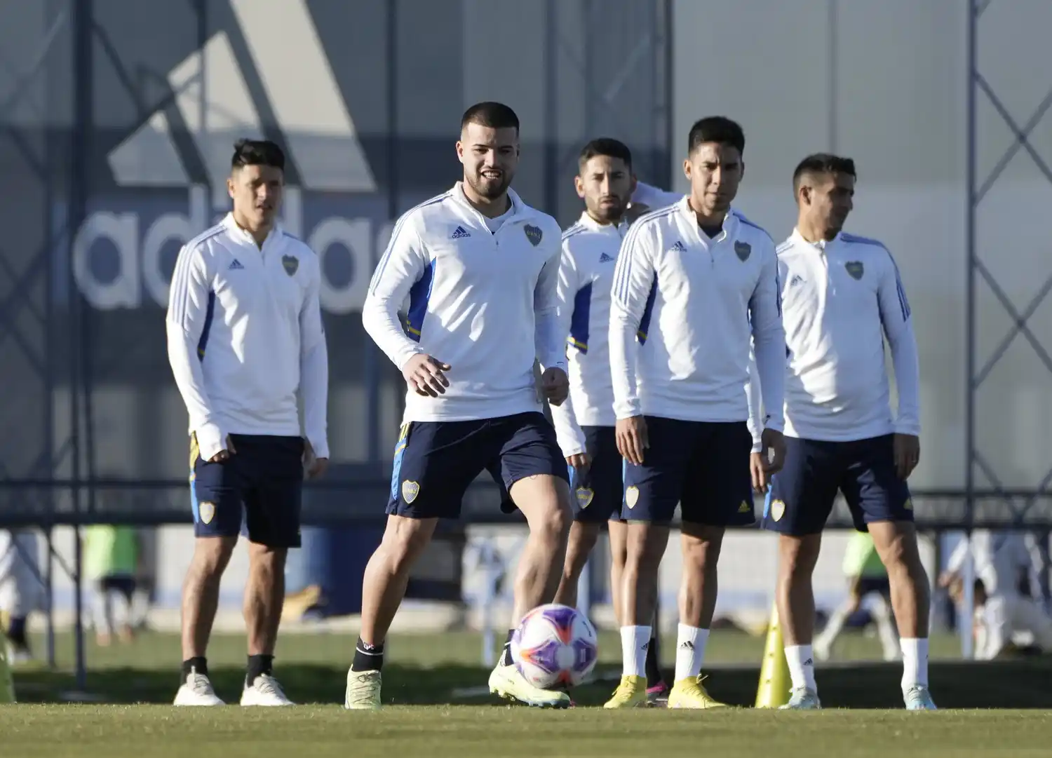 Una imagen de la práctica de Boca en Ezeiza.